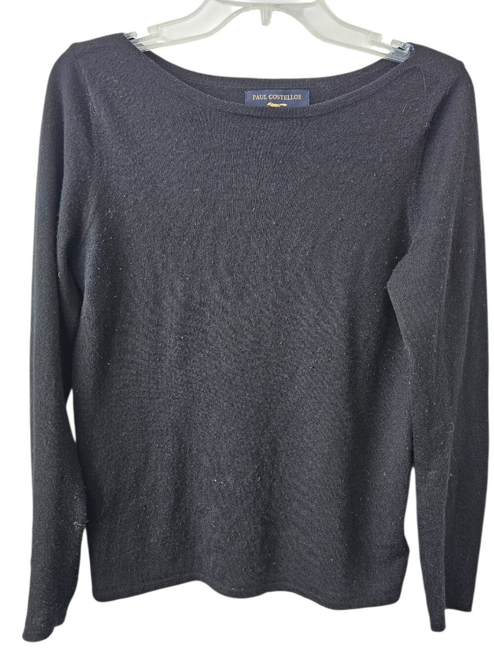 Paul Costelloe Extra Fine Merino Wool Black Long Sleeve Crew Neck Sweater Size M